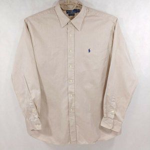 Polo Ralph Lauren Lowell Sport Beige Herringbone Long Sleeve Pony Shirt Mens XL